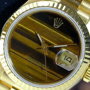 Rolex Ladies Datejust Factory Wood Dial 18K Gold